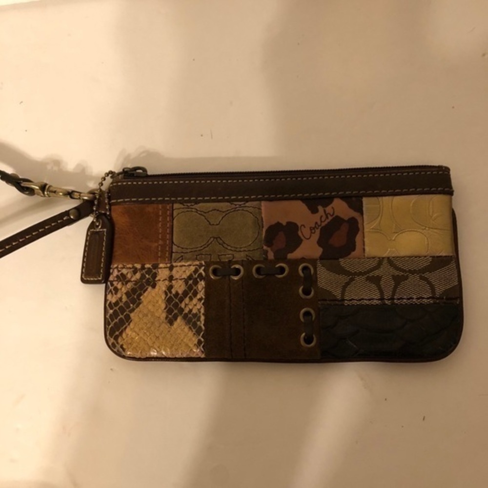 Coach Patchwork Wristlet Metallic Brown Embossed - image 7